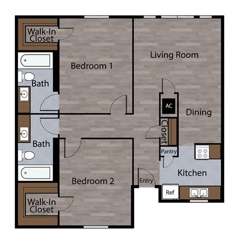 a floor plan of a studio apartment with a bedroom and a living room
